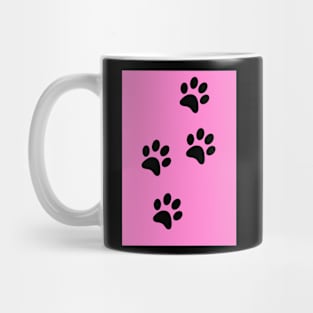 Black Paw-prints on a Pink surface Mug